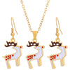 Alloy Women's Festival Elements Geometric Christmas Tree Elk Snowman Necklace Earrings Set With Electroplating