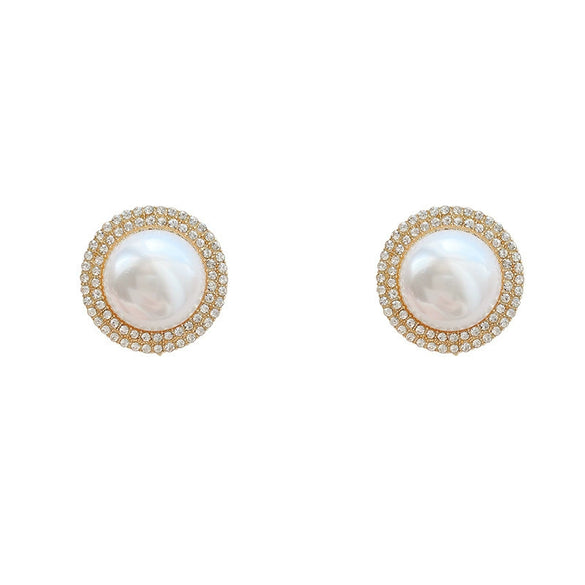 Alloy Women's Geometric Diamond Design Round Earrings
