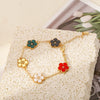 Alloy Women's Geometric Five Gold Flower Four Leaf Clover Electroplated Bracelet