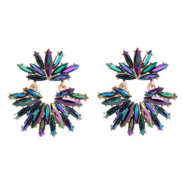 Alloy Women's Geometric Flower Diamond Earrings