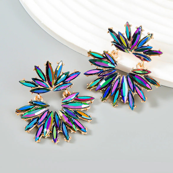 Alloy Women's Geometric Flower Diamond Earrings