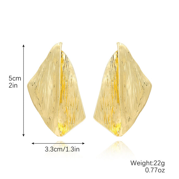Alloy Women's Geometric Retro Pleated Brushed Texture Electroplated Earrings