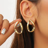 Alloy Women's Geometric Retro Pleated Brushed Texture Electroplated Earrings