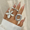 Alloy Women's Irregular Water Drop Opening Ring With Bow And Geometric Pattern Electroplated