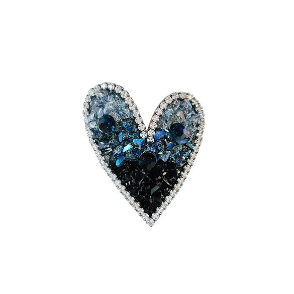 Alloy Women's Light Luxury Asymmetric Colorblocking Heart Design Electroplating Brooch With Love Pattern