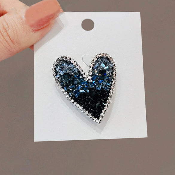 Alloy Women's Light Luxury Asymmetric Colorblocking Heart Design Electroplating Brooch With Love Pattern