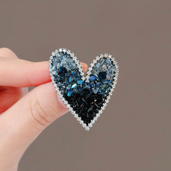 Alloy Women's Light Luxury Asymmetric Colorblocking Heart Design Electroplating Brooch With Love Pattern