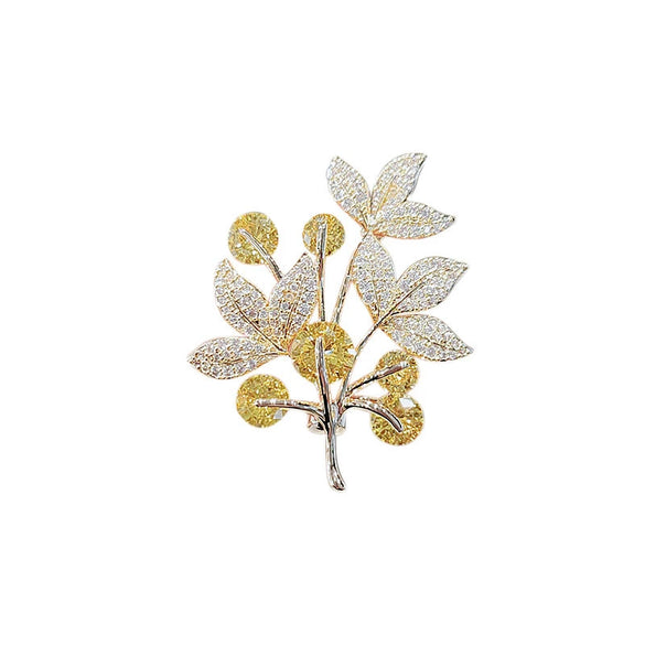 Alloy Women's Lucky Tree Brooch With Leaf Pattern And Electroplating Design