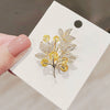 Alloy Women's Lucky Tree Brooch With Leaf Pattern And Electroplating Design