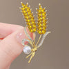 Alloy Women's Natural Style Flower Wheat Ear Brooch With Electroplating Design