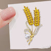 Alloy Women's Natural Style Flower Wheat Ear Brooch With Electroplating Design