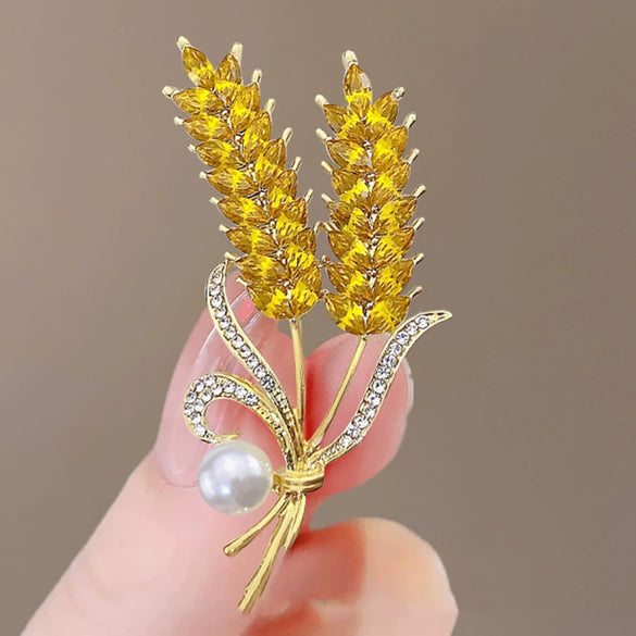 Alloy Women's Natural Style Flower Wheat Ear Brooch With Electroplating Design