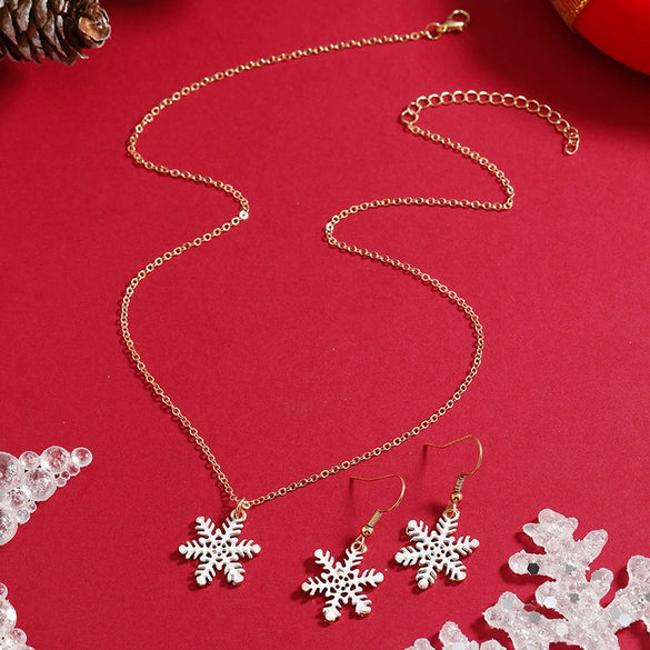Alloy Women's 2Piece Set With Water Wave Chain Snowflake And Flower Pattern For Christmas