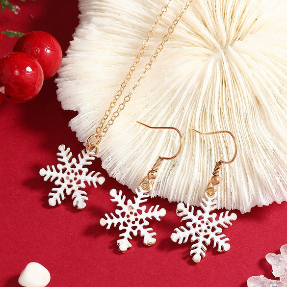 Alloy Women's 2Piece Set With Water Wave Chain Snowflake And Flower Pattern For Christmas