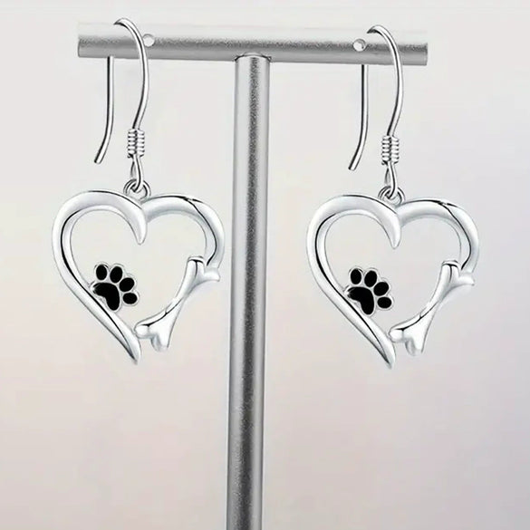 Alloy Women's Princess Style Cat Paw Heart Design Earrings