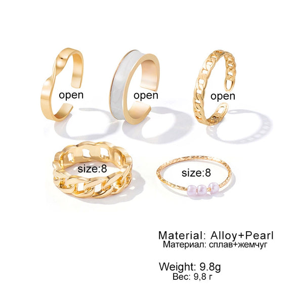 Alloy Women's Ring Set With Pearls Butterfly Openwork Electroplating