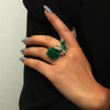 Alloy Women's Rose And Butterfly Ring With Flower Pattern And Diamond Design