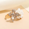 Alloy Women's Rose And Butterfly Ring With Flower Pattern And Diamond Design