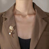 Alloy Women's Rose Flower Brooch Electroplated Trendy Allmatch Simple Pin Clothes Accessory