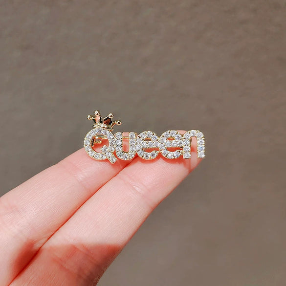 Alloy Women's Trendy Antiexposure Brooch With Letter And Flower Design Electroplated