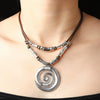Alloy Women's Vintage Bohemian Fashion Long Necklace With Vortex Totem Pendant And Geometric Pattern Electroplated