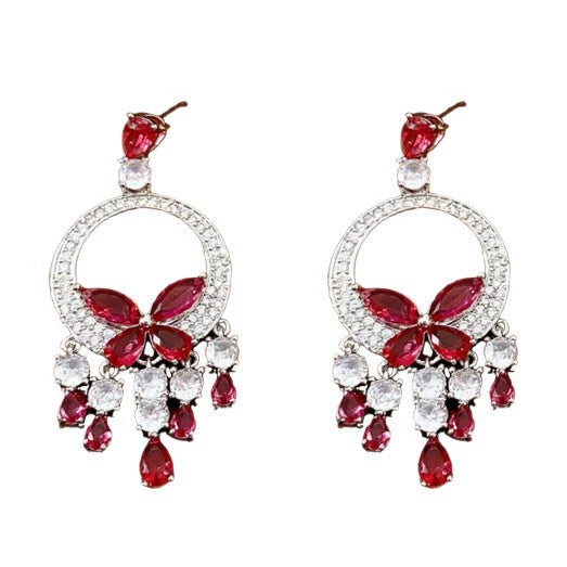 Alloy Zircon Butterfly Water Drop Earrings And Necklace Set Electroplated Highend Fashion Jewelry For Women