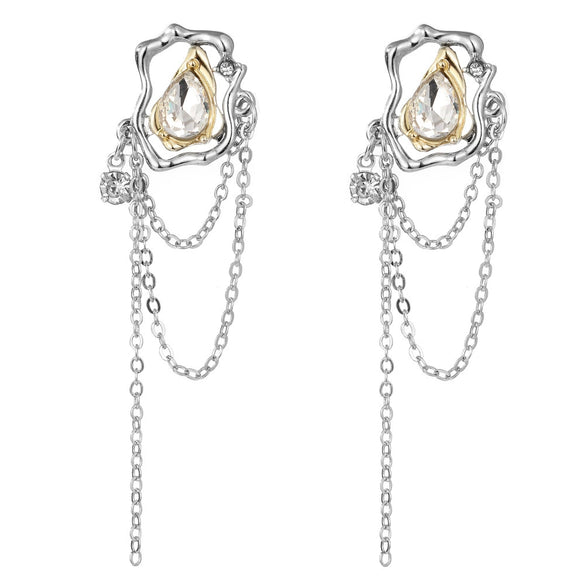 Alloy Zircon Geometric Star Tassel Women's Earrings Light Luxury Niche Ins Sweet Cool Highend