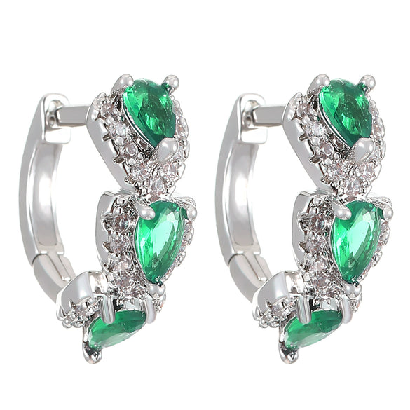 Alloy Zircon Heart Shape Ear Ring With Diamond Styling For Women