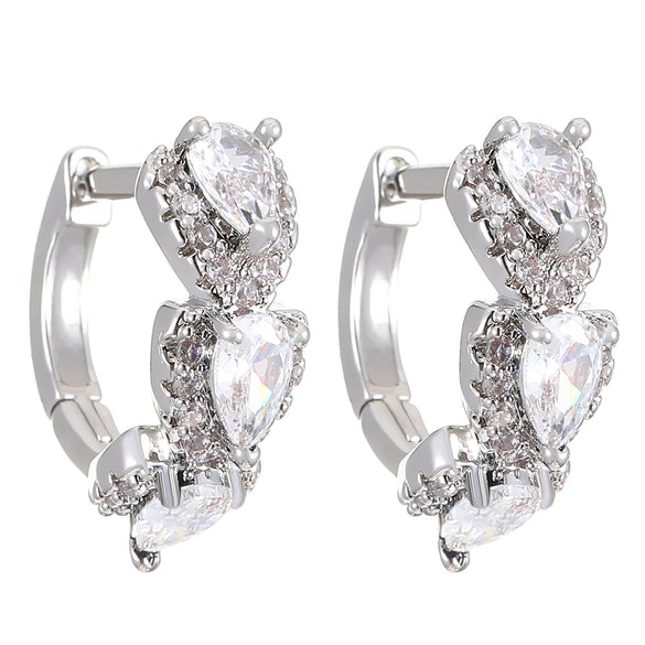 Alloy Zircon Heart Shape Ear Ring With Diamond Styling For Women
