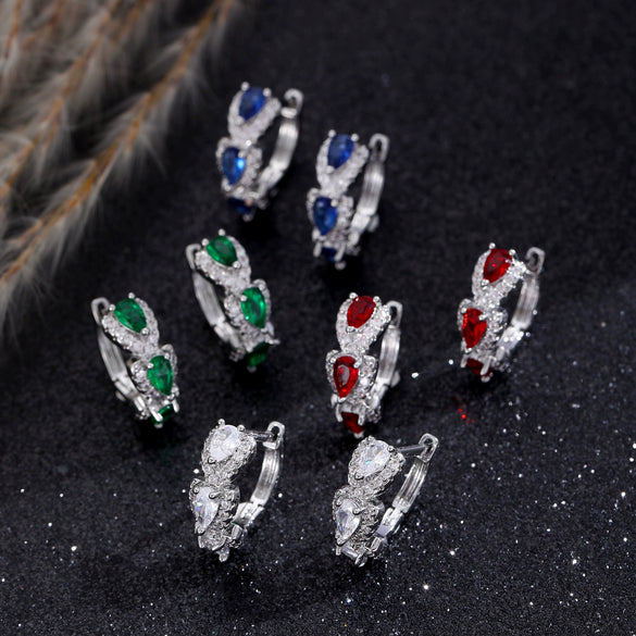 Alloy Zircon Heart Shape Ear Ring With Diamond Styling For Women