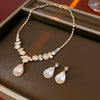Alloy Zircon Inlaid Water Drop Earrings And Necklace Twopiece Women's Light Luxury Highend Jewelry