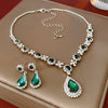 Alloy Zircon Inlaid Water Drop Earrings And Necklace Twopiece Women's Light Luxury Highend Jewelry