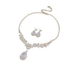 Alloy Zircon Inlaid Water Drop Earrings And Necklace Twopiece Women's Light Luxury Highend Jewelry