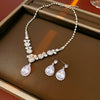 Alloy Zircon Inlaid Water Drop Earrings And Necklace Twopiece Women's Light Luxury Highend Jewelry