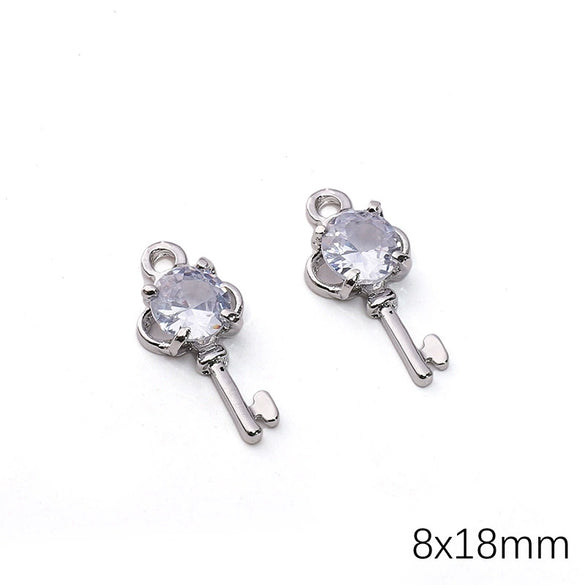 Alloy Zircon Jewelry Accessories With Square Pattern Love Key Butterfly Pendant For Diy Handmade Bracelet And Earrings