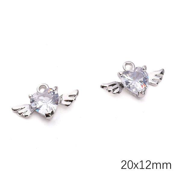 Alloy Zircon Jewelry Accessories With Square Pattern Love Key Butterfly Pendant For Diy Handmade Bracelet And Earrings