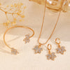 Alloy Zircon Maple Leaf Pendant Set Electroplated Women's Jewelry Necklace Earrings