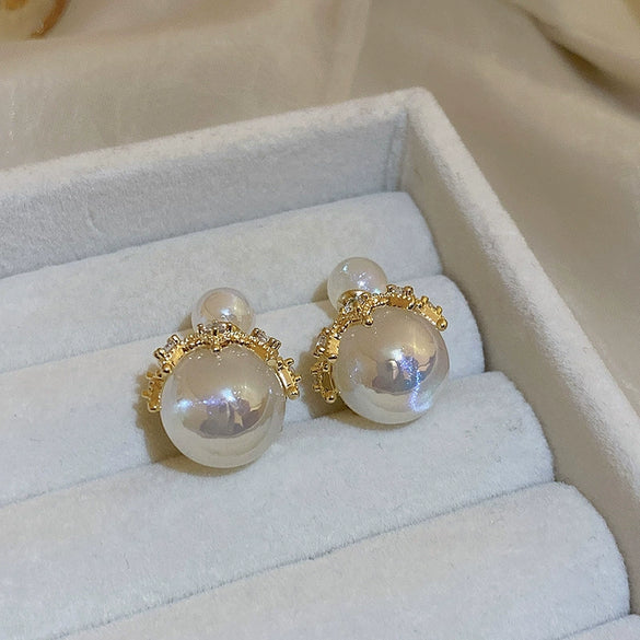 Alloy Zircon Pearl Geometric Earrings For Women Highend Minimalist Retro Style