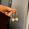Alloy Zircon Pearl Geometric Earrings For Women Highend Minimalist Retro Style