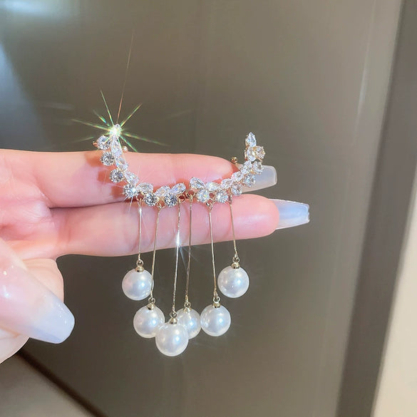 Alloy Zircon Pearl Geometric Earrings For Women Highend Minimalist Retro Style