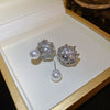 Alloy Zircon Pearl Geometric Earrings For Women Highend Minimalist Retro Style