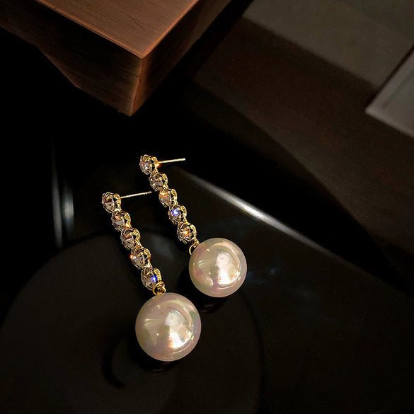 Alloy Zircon Pearl Geometric Earrings For Women Highend Minimalist Retro Style