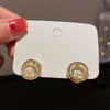 Alloy Zircon Pearl Geometric Earrings For Women Highend Minimalist Retro Style
