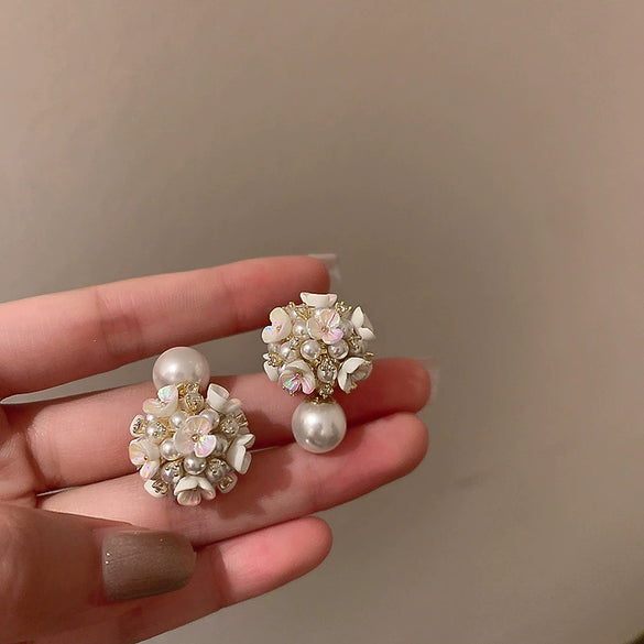 Alloy Zircon Pearl Geometric Earrings For Women Highend Minimalist Retro Style