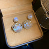 Alloy Zircon Pearl Geometric Earrings For Women Highend Minimalist Retro Style