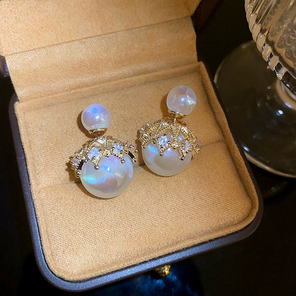 Alloy Zircon Pearl Geometric Earrings For Women Highend Minimalist Retro Style