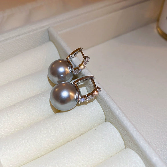 Alloy Zircon Pearl Geometric Earrings For Women Highend Minimalist Retro Style