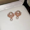 Alloy Zircon Pearl Geometric Earrings For Women Highend Minimalist Retro Style