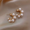 Alloy Zircon Pearl Geometric Earrings For Women Highend Minimalist Retro Style