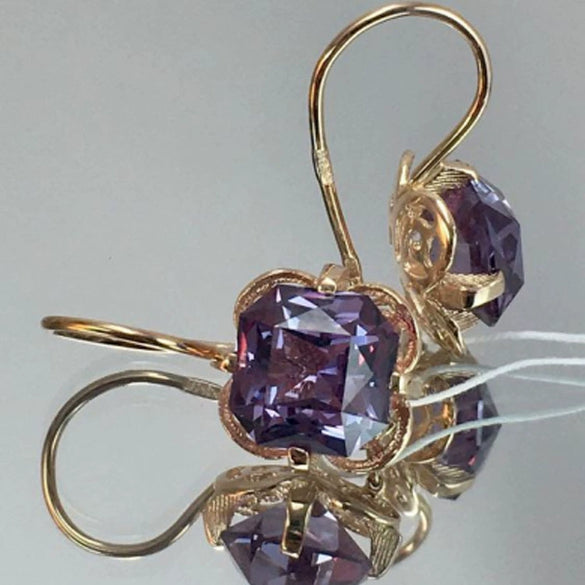 Alloy Zircon Star Flower Earrings With Multilayer Vintage Design And Electroplated Finish